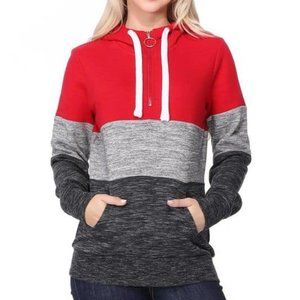 NWT Women's Color Block Pullover Hoodie in Red